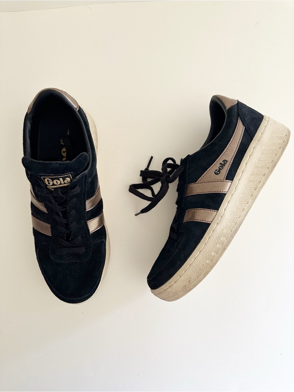 Gola Grandslam Black Suede Platform Flame sneaker